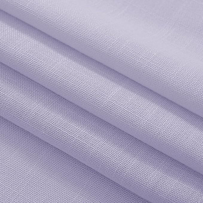 Lavender Back Tab Linen Curtains 102 Inches Length for Bedroom Living Room Semi Sheer Privacy Light Filtering Drapes Farmhouse Boho Texture Window Treatment Sets Violet Purple 52ﾗ102