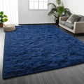 Deerhoo Large Shag Area Rugs 8 x 10, Plush Fuzzy Rugs for Living Room, Ultra Soft Fluffy Furry Rug for Bedroom, Indoor Carpet Nursery Rugs for Kids Room Home Decor,Navy Blue