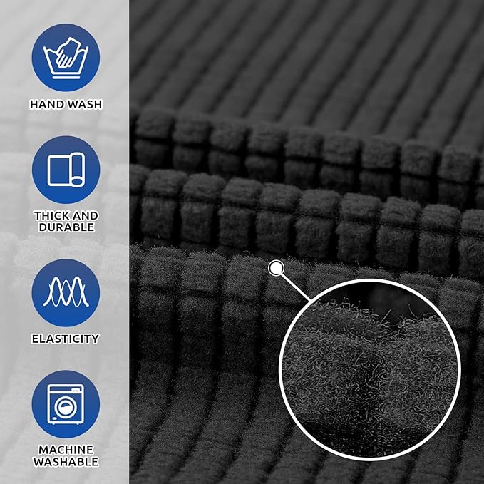 KEKUOU Stretch Single Sofa Slipcover 1 Piece Couch Sofa Cover (31"-55") Furniture Protector 1 Seater Sofa with Elastic Bottom for Kids,Pet.Jacquard Small Checked Pattern Fabric(Small,Black)