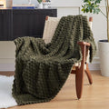 EXQ Home Fleece Throw Blanket for Couch or Bed - 3D Imitation Turtle Shell Jacquard Decorative Blankets - Cozy Soft Fuzzy Flannel Blanket Suitable for All Seasons(50"×60",Moss Green)