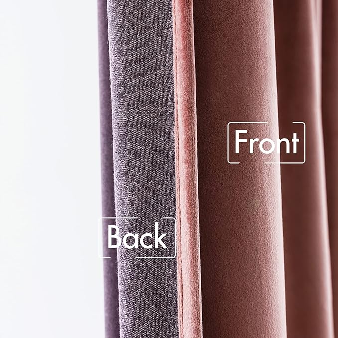 MIULEE Velvet Curtains 96 inches 2 Panels - Luxury Blackout Curtains for Bedroom Living Room Thermal Insulated Super Soft Window Drapes Rod Pocket & Back Tab, Dusty Rose Pink, W52 x L96 inches