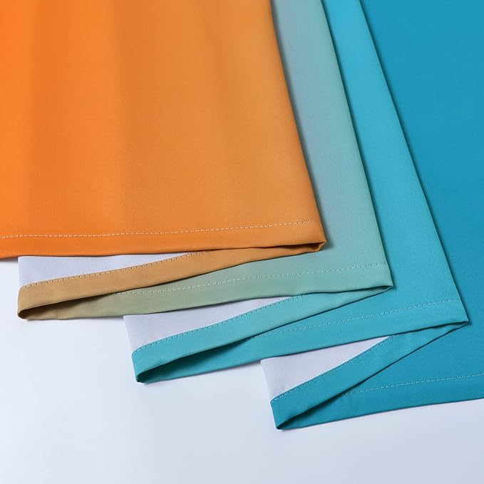 Yakamok Orange and Blue Blackout Curtains, Ombre Full Room Darkening Window Curtains for Living Room,Grommet Thermal Insulated Drapes,Light Blocking Curtains for Girls Bedroom,52x54 Inch, 2 Panels