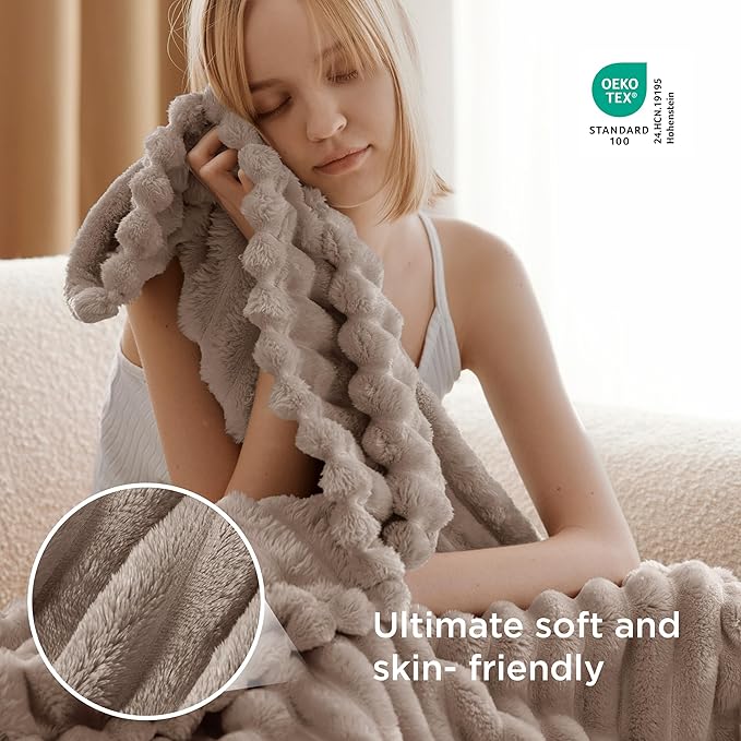 Bedsure GentleSoft Light Brown Twin Blanket for Bed - Cozy Soft Blankets for Women, Cute Large Throws for Girls, 66x90 Inches