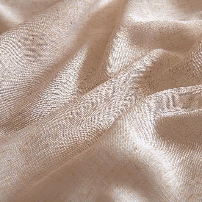 MIULEE Natural Beige Linen Curtains 84 Inch Length 2 Panels for Bedroom Living Room, Soft Linen Textured Window Drapes Semi Sheer Light Filtering Back Tab Rod Pocket Farmhouse Burlap Look Decor