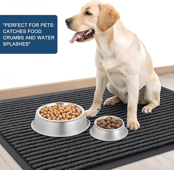 OLANLY Front Door Mat Indoor Outdoor Entrance, 2-Pack 59 x 23 Inch, Waterproof Heavy Duty Doormat, Fade Resistant, Low Profile, Easy Clean Patio Porch Welcome Floor Mats for Entry, Charcoal Grey