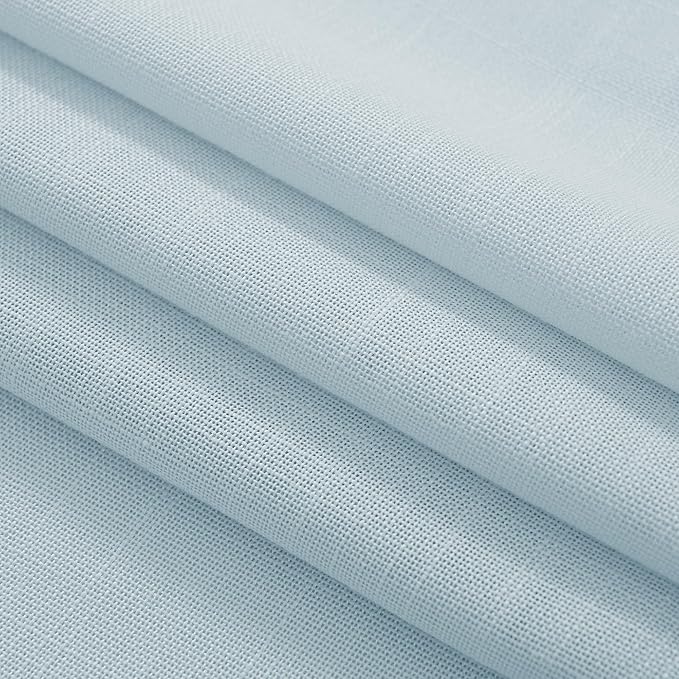 Sky Blue Curtains 84 inch Length for Bedroom Back Tab Light Filtering Semi Sheer Blue Living Room Curtains Linen Cotton Textured Drapery Panel Aesthetic Decor Light Blue 52x84