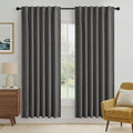 RYB HOME Grey 100% Blackout Linen Curtains 72 inch Long, Thermal Insulated & Privacy Assurd Drapes for Bedroom/Office/Nursery, Rod Pocket & Back Tab Window Treatment, W52 X L72, 2 Panels