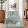 AMADA HOMEFURNISHING 2'6"x10' Washable Area Rug, Low-Profile Entryway Rug with Non-Slip Backing & Durable Edge Binding, Vintage Rug Pattern, Small Rugs for Entryway, Kitchen & Living Room