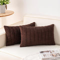 Pack of 2 Corduroy Decorative Throw Pillow Covers 12x24 Inch Soft Striped Pillow Covers Modern Farmhouse Home Decor for Sofa Living Room Couch Bed（Dark Brown）