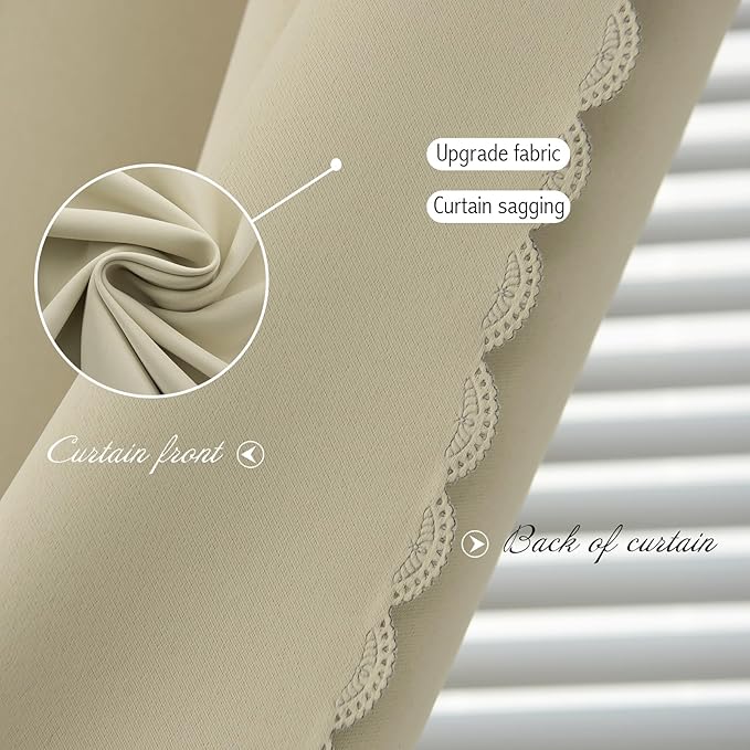 Self Adhesive Portable Blackout Curtains for Bedroom Easy to Install Window Thermal Lnsulated Kitchen Room Darkening Small Window Curtains, 47" W X 84" L, Beige, 1 Panel