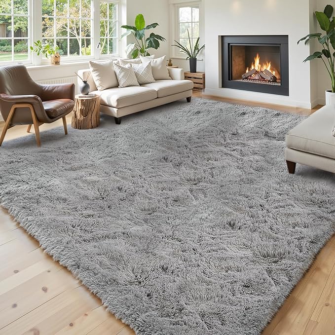 Rugs for Living Room 6x9, Alfombras para Salas Shag Large Plush Soft Area Rug, Shaggy Carpets for Bedroom, Kids Boys Girls Home Decor Aesthetic(Light Grey, 6x9 Feet)