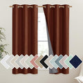 NICETOWN 100% Absolutely Blackout Linen Curtains with Thermal Insulated Liner, 42" Wide, 2 Panels, 45" Long Drapes, Grommet Retro Burnt Orange Linen Curtains Vertical Drapes Privacy for Kitchen