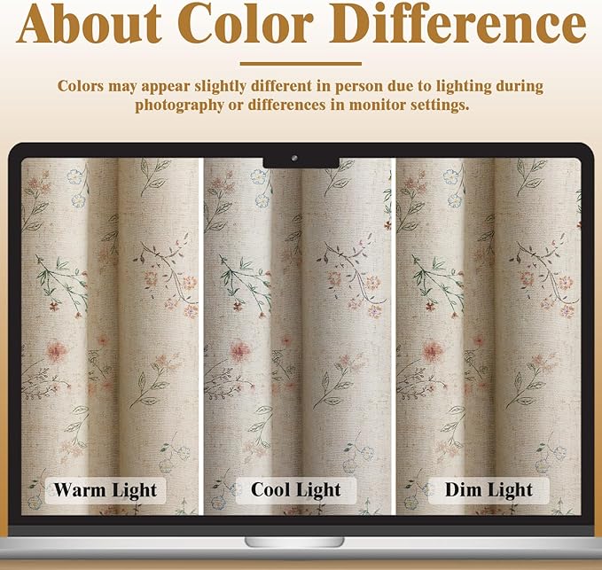 Boho Floral 100% Blackout Curtains 63 Inch Length 2 Panels Set, Linen Texture Farmhouse Curtains Beige Tassel for Living Room Bedroom Vintage Rustic Patterned Printed Western Rod Pocket