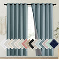 NICETOWN 100% Absolutely Blackout Linen Curtains with Thermal Insulated Liner, Skylark Blue, 62" Wide, 72" Length Energy Saving Curtains for Playroom 2 Panels Set, Vertical Blinds