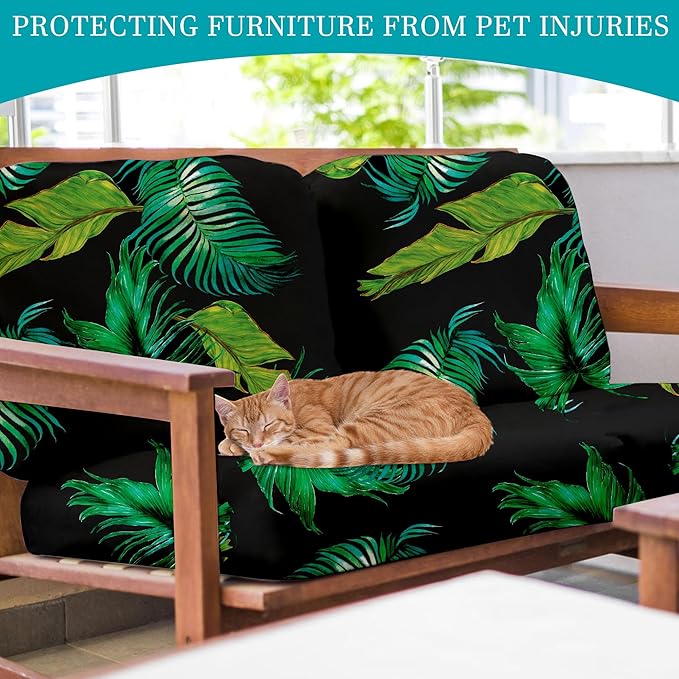 14 Pcs Stretch Patio Cushion Covers,Outdoor Couch Covers Replacement,Outdoor Couch & Sofa Slipcovers,for Patio Furniture Cushion Covers,Washable Reusable Furniture Protector (Summer,Cover Only)