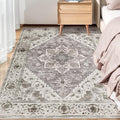 SERISSA Area Rug 3x5 Boho Rugs for Bedroom, Washable Kitchen Rugs Non-Slip, Ultra Soft Print Distressed Entry Rug Low-Pile Throw Rug Earth Tone Carpet for Bedroom Nursery Living Room Decor