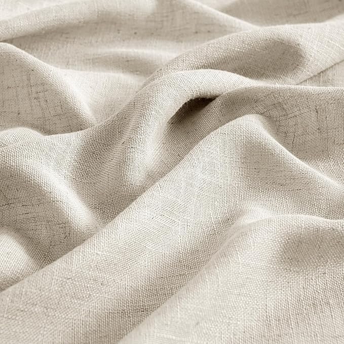 MIULEE Cream Linen Curtains 96 Inches Long 2 Panels for Bedroom Living Room, Soft Linen Textured Window Drapes Semi Sheer Light Filtering Back Tab Rod Pocket Farmhouse Modern Burlap Look Decor