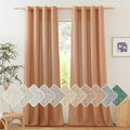 NICETOWN Flax Linen Curtains 108 inches Long for Large Windows, Ring Top Privacy with Light Filtering Linen Blend Drapes for Bedroom/Living Room, Burnt Orange, W55 x L108, Set of 2