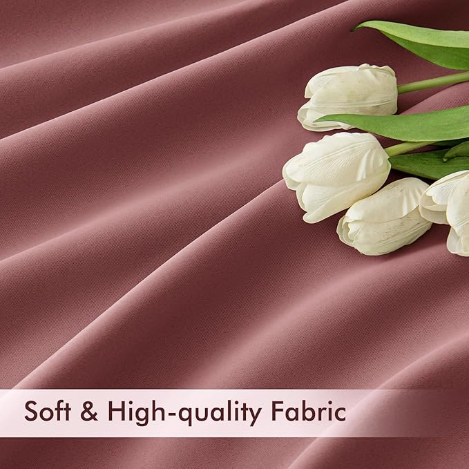 MIULEE Dusty Rose Back Tab Blackout Curtains 63 Inch Length 2 Panels Set for Living Room Bedroom Privacy, Rod Pocket/Pinch Pleat Thermal Insulated Room Darkening Pleated Light Blocking Drapes