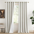 NICETOWN Extra Long Linen 100% Blackout Curtains 108 inches Length 2 Panels Set with Thermal Insulated Liners, Ivory, 62" Width, Farmhouse Style Window Draperies for Patio Sliding Glass Door