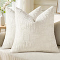 decorUhome Summer Cream White Chenille Throw Pillow Covers 20x20 Set of 2 Textured Soft Cozy Slubby Couch Pillow Covers Modern Farmhouse Boho Decorative Pillow Cases for Bed Sofa Living Room