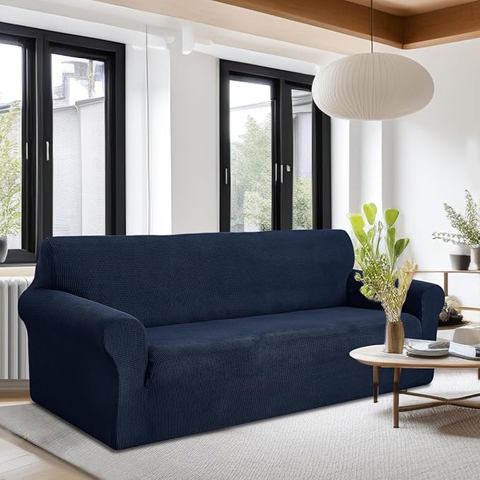 U-NICE HOME Stretch Couch Cover Sofa Cover Sofa Slipcover Furniture Protector for 4 Cushion Couch Sofa Pet Friendly(Oversized Sofa, Navy)