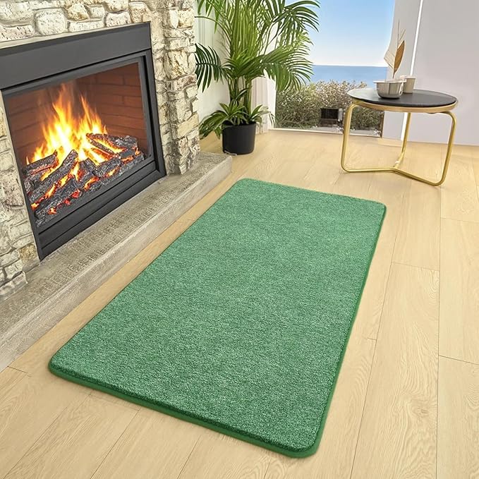 AROGAN Small Washable Area Rugs for Bedroom, 2×4 Runner Rug with Memory Foam for Hallway, Non Slip Fluffy Carpet Indoor Rug Runner for Kitchen, Bedside, Entryway Bathroom Home Decor, Matte Green