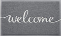 BeneathYourFeet Door Mat, Welcome Mat Low Profile Floor Mat Front Doormat Indoor and Outdoor Doormat Non Slip Rugs for Entryway, Patio, High Traffic Areas (36"x24", Grey-Welcome)