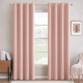 MIULEE Linen Curtains for Bedroom 100% Blackout Thermal Insulated Blush Pink Grommet Room Darkening Curtains & Drapes for Living Room Nursery 52 x 90 Inch (2 Panels)