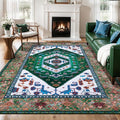 SERISSA 6x9 Area Rugs for Living Room, Large Washable Non-Slip Boho Rug, Ultra Soft Vintage Green White Oriental Tribal Print Distressed Carpet for Dining Room Bedroom Dorm Office Home Decor