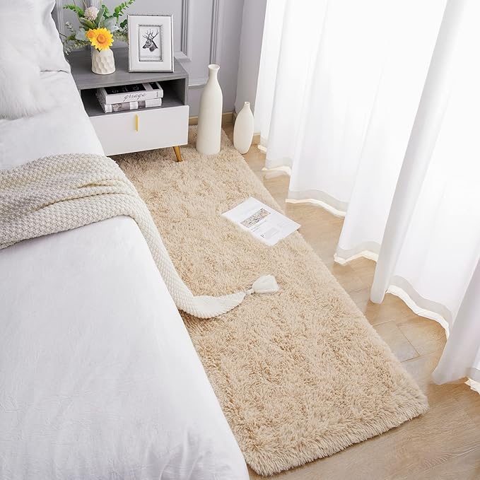 Chicrug Soft Runner Rugs for Bedroom Living Room Plush Fluffy Rug 3x10 Feet, Shag Furry Area Rug Carpet Non Shedding for Nursery Children Kids Girls Room Home Decorative, Camel