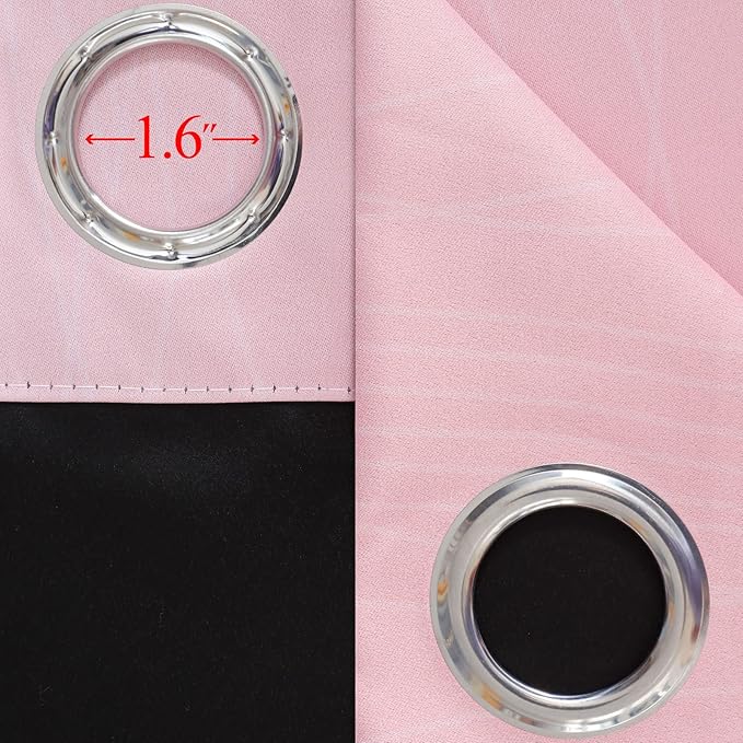 Estelar Textiler Ombre Gray and Pink Blackout Curtains 63 Inch Length 2 Panels, Full Light Blocking Curtains for Kids Room, Grommet Thermal Insulated Gradient Drapes for Girl's Room, 52x63 Inch
