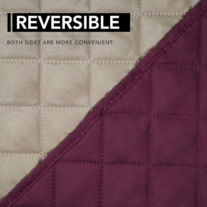 Easy-Going Oversized Recliner Cover Reversible Couch Cover Sofa Cover for Living Room Water Resistant Furniture Protector with Elastic Straps for Pets Dog (Oversized Recliner, Wine/Beige)