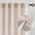 MIULEE Natural White Linen Curtains 120 Inches Long for Bedroom Living Room, Soft Thick Linen Textured Window Drapes Semi Sheer Light Filtering Rod Pocket Back Tab Cream Ivory Look, 2 Panels 10 Ft