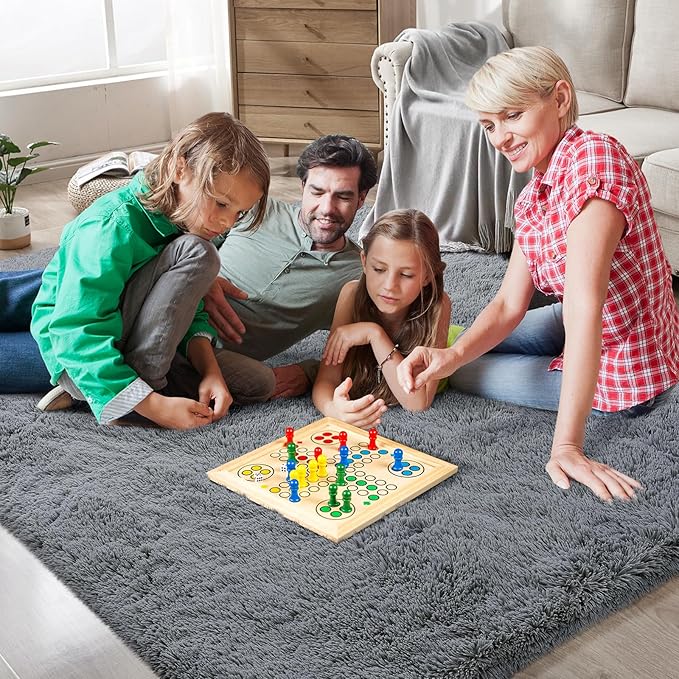 Shag Area Rugs for Bedroom Living Room,5X8 Ultra Soft Fluffy Area Rugs for Dorm, Indoor Carpet Nursery Rugs for Kids Room Home Decor,Dark Grey