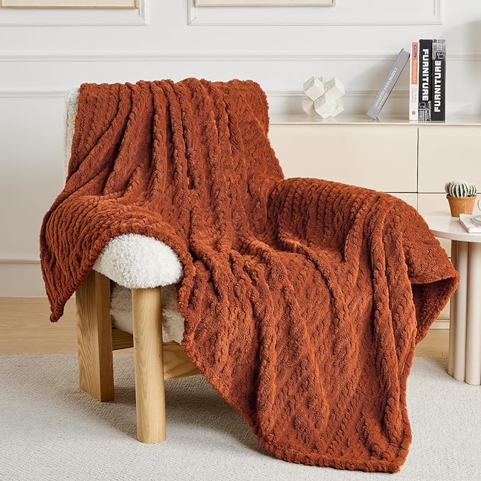 50x70 Inch Rust Throw Blanket - Soft & Fluffy Fleece, Cute & Aesthetic, Perfect for Sofa, Couch, Chair, Bed, Living Room & Bedroom, All-Season Use, Plush & Cozy Decorative Blanket