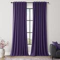 Guken 100% Blackout Curtains 120 Inch Length 2 Panels Set for Living Room Bedroom Back Tab Thermal Insulated Black Out Linen Drapes Room Darkening New Purple,52x120