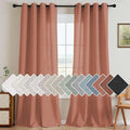 H.VERSAILTEX Linen Curtains Home Decorative Nickel Grommet Semi Sheer Curtains Privacy Added Energy Saving Light Filtering Window Treatments Draperies for Bedroom, Terracotta, 2 Panels, 52 x 96 - Inch