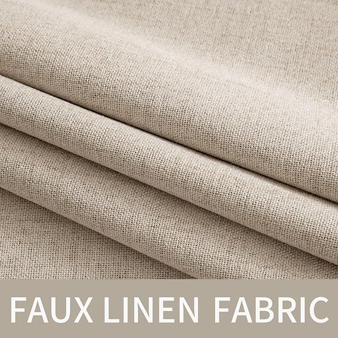 MIULEE 100% Blackout Linen Textured Curtains for Bedroom Solid Thermal Insulated Taupe Grommet Room Darkening Curtains & Drapes Luxury Decor for Living Room Nursery 52 x 84 Inch (2 Panels)