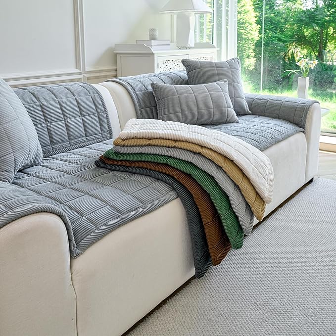 Couch Covers for Dogs Washable, Non Slip Couch Covers for Loveseat Sofa Pet Friendly, Soft Fuzzy Sofa Covers for Pet, Dog Couch Cover Furniture Protector(1PC,Light Grey,27.6"x94.5")