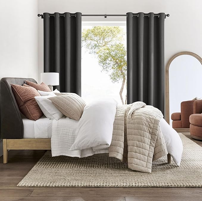 NICETOWN Room Darkening Draperies Curtains Panels, 2 Panels Grey W52 x L96