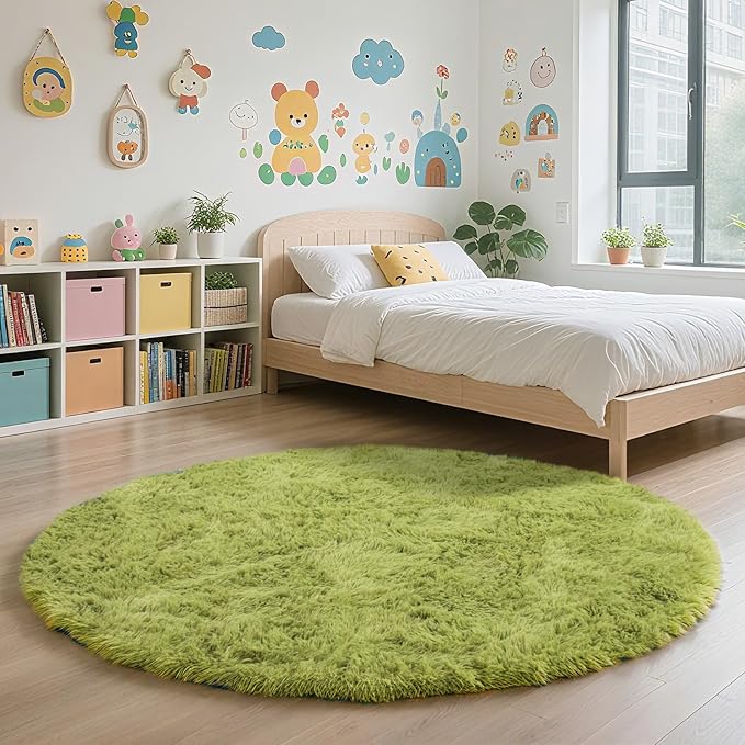 yulidayang Fluffy Round Area Rugs for Bedroom,3'X3'Shag Circle Area Rugs for Living Room,Non Slip Fuzzy Plush Rug for Kids Room Boys Girls Room and Dorm Home Classroom Rug