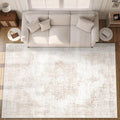 Area Rug 10x14 Vintage Rugs: Large Washable Living Room Rug Retro Medallion Distressed Soft Low Pile Non-Slip Rugs Indoor Floor Carpet for Bedroom Nursery Dining Table Office (Beige/Brown,10'x14')