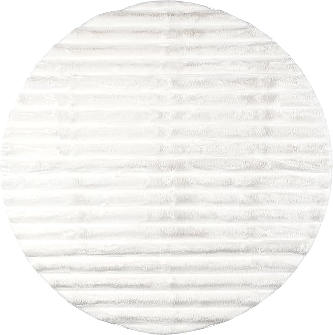 Nuloom SuperiorWash Collection Kai Off-White, 5' Round, Fluffy and Cozy, High Traffic, Stain Resistant, Easy Clean, Durable Washable Area Rug for Bedroom, Living Room, Dining, Den, Foyer, Entryway