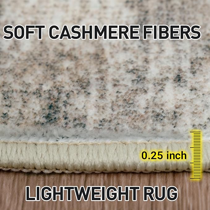 4x6 Area Rugs Washable Rug: Modern Abstract Living Room Rug Soft Anti-Skid Thin Carpet Indoor Floor Non-Shedding Carpets for Bedroom Dining Room Farmhouse Nursery Home Office Brown Black