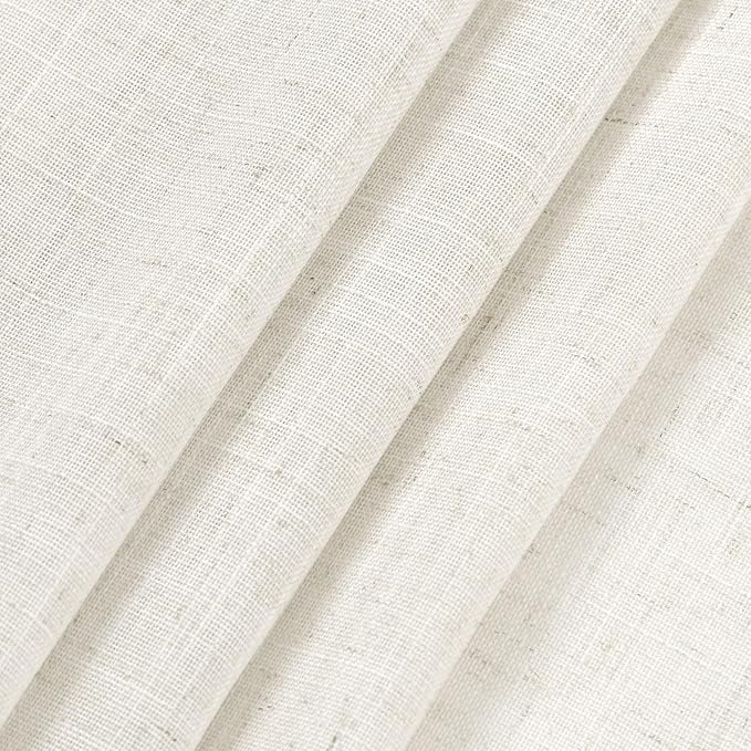 Nanspring Natural Semi Sheer Kitchen Curtains 36 Inch Length 2 Panel Set Back Tab Pocket Design Short Linen Curtain Tiers for Small Bathroom Window Basement 40x36
