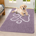Smiry Dog Door Mat for Muddy Paws, Absorbent Dirt Trapper Non Slip Quick Dry Washable Chenille Mat for Mud Dogs, Entry Rug for Indoor and Outdoor (40x32 Inches, Deep Plum and White)