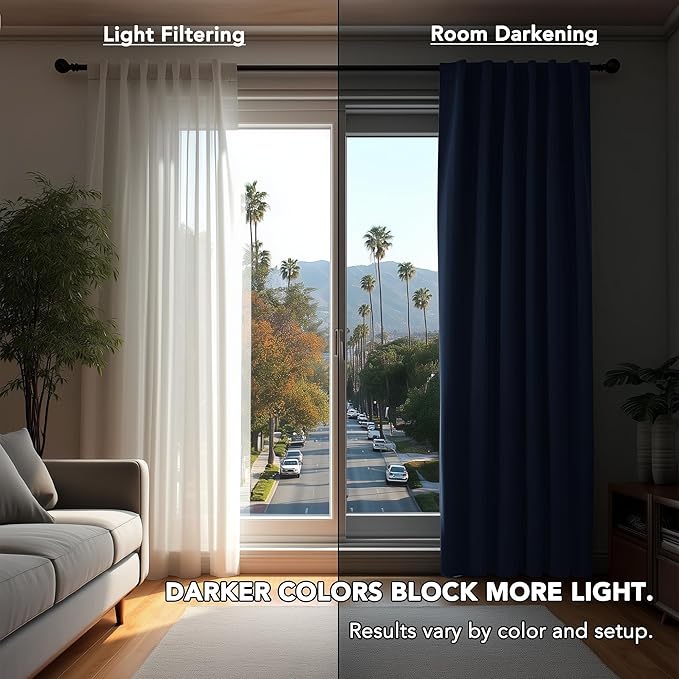 Deconovo Blackout Curtains, Thermal Insulated, W42 x L95 2 Panels, Back Tab, Machine Washable, Room-Darkening Drapes for Bedroom/Living Room Navy Blue