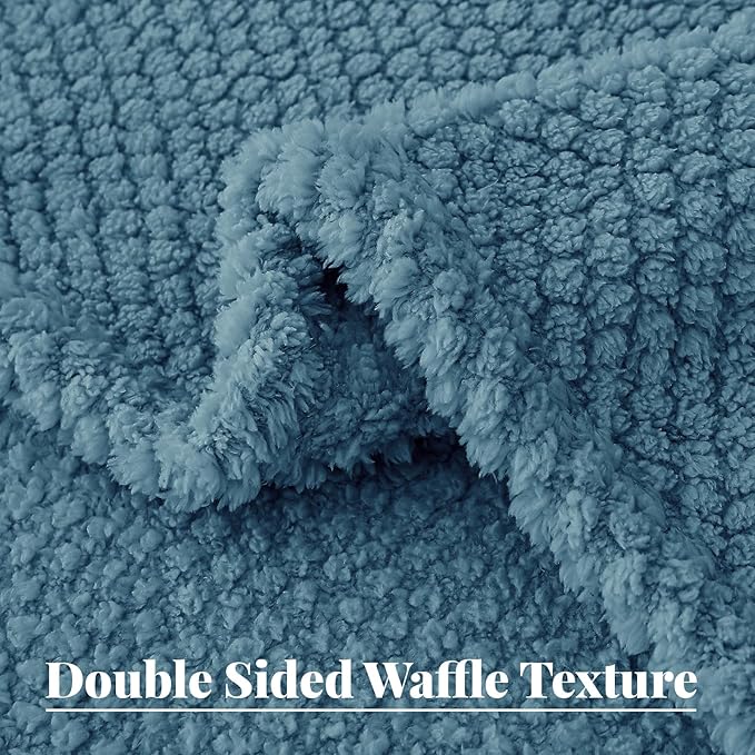 Whale Flotilla Twin Size Fuzzy Fleece Blanket, Fluffy Warm Soft Jacquard Bed Blankets for All Season, Lightweight and Cozy, 60x80 Inch, Slate Blue