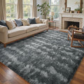 5x7 Ft Large Shag Rugs for Bedroom Living Room, Tie Dyed Ultra Soft Fluffy Furry Area Rug for Indoor Floor, Aesthetic Carpet for Home Decor (Grey)